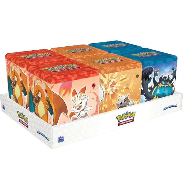 Pokemon Stacking Tins Display: Fighting-Fire-Darkness (Q4 2022) - Level Play